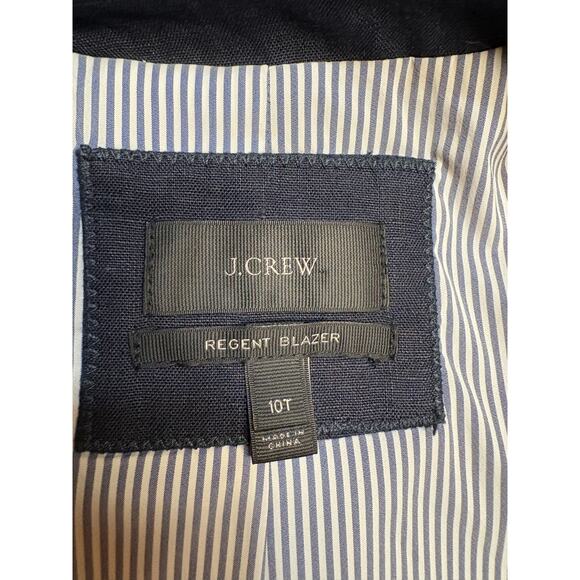 J.Crew Navy 100% Linen The Regent Single Button Preppy Basic Blazer - 10T - Picture 8 of 12